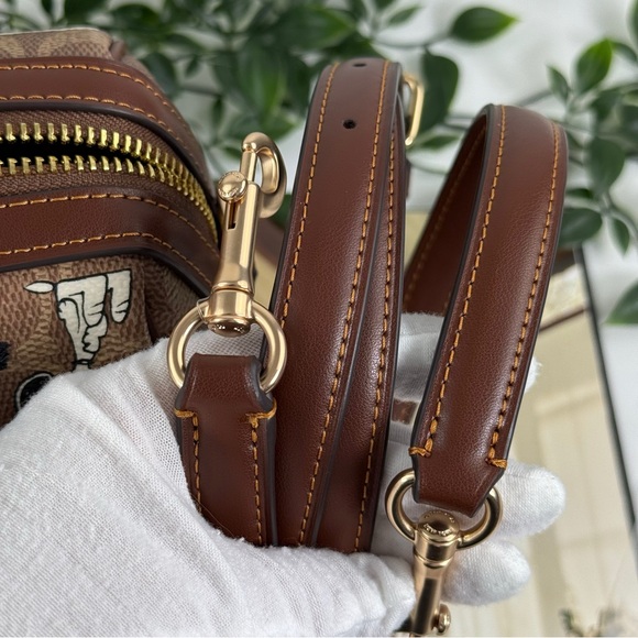 SOLDCoach X Peanuts Rowan Satchel Bag In Signature Canvas With Snoopy Print - Picture 12 of 15